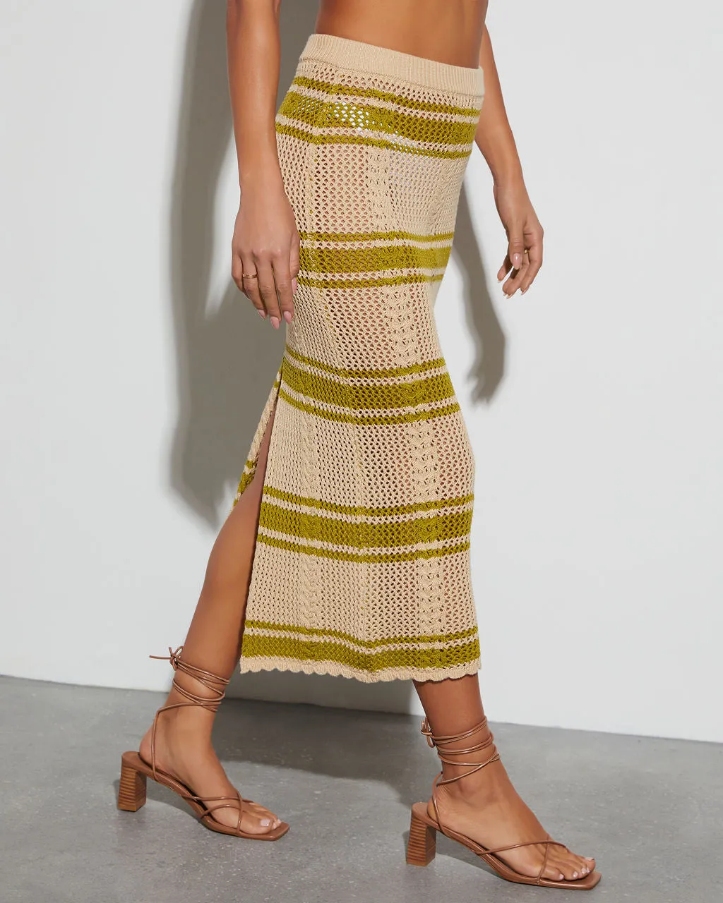 Villa Crochet Striped Midi Skirt sold by Vici product image thumbnail 4