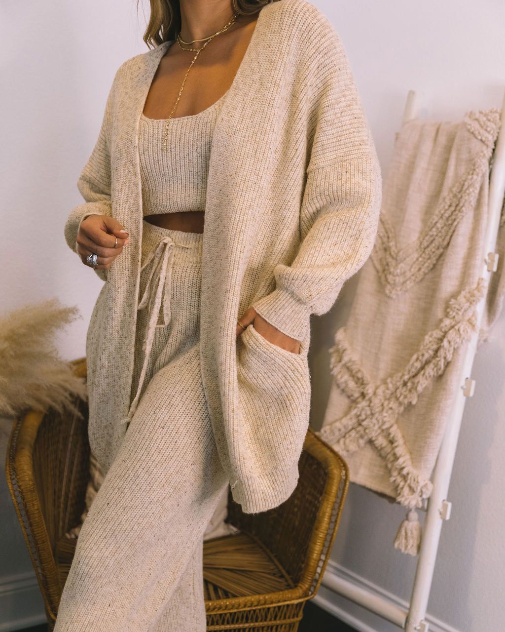 Rylin Pocketed Knit Cardigan - Oat - FINAL SALE sold by Vici