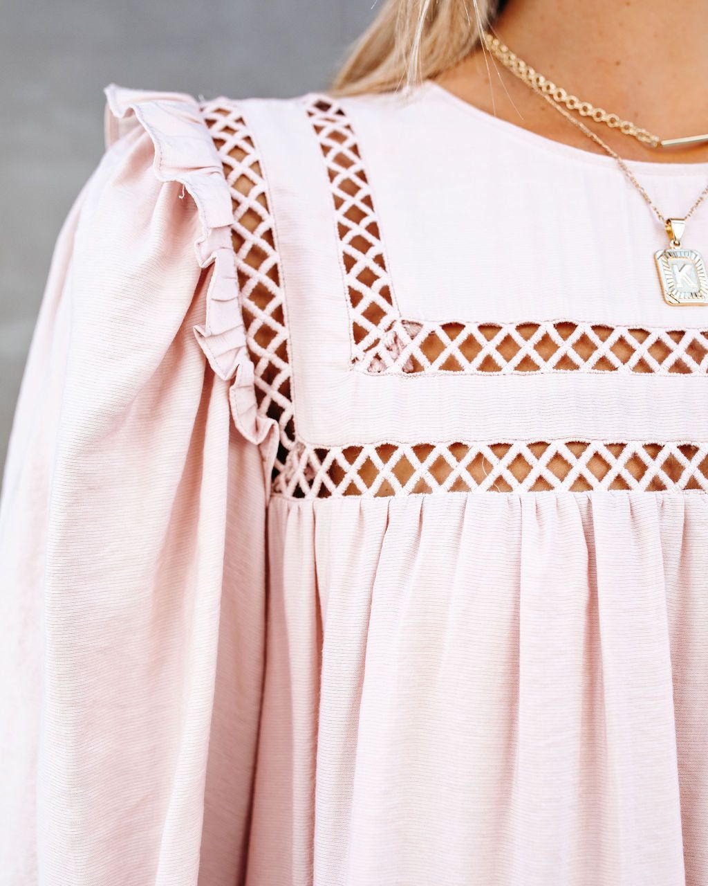 Canyon Pocketed Tiered Babydoll Dress - Blush - FINAL SALE sold by Vici product image thumbnail 4