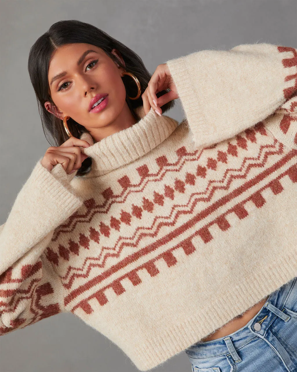 Fall Harvest Printed Turtleneck Sweater sold by Vici product image thumbnail 5