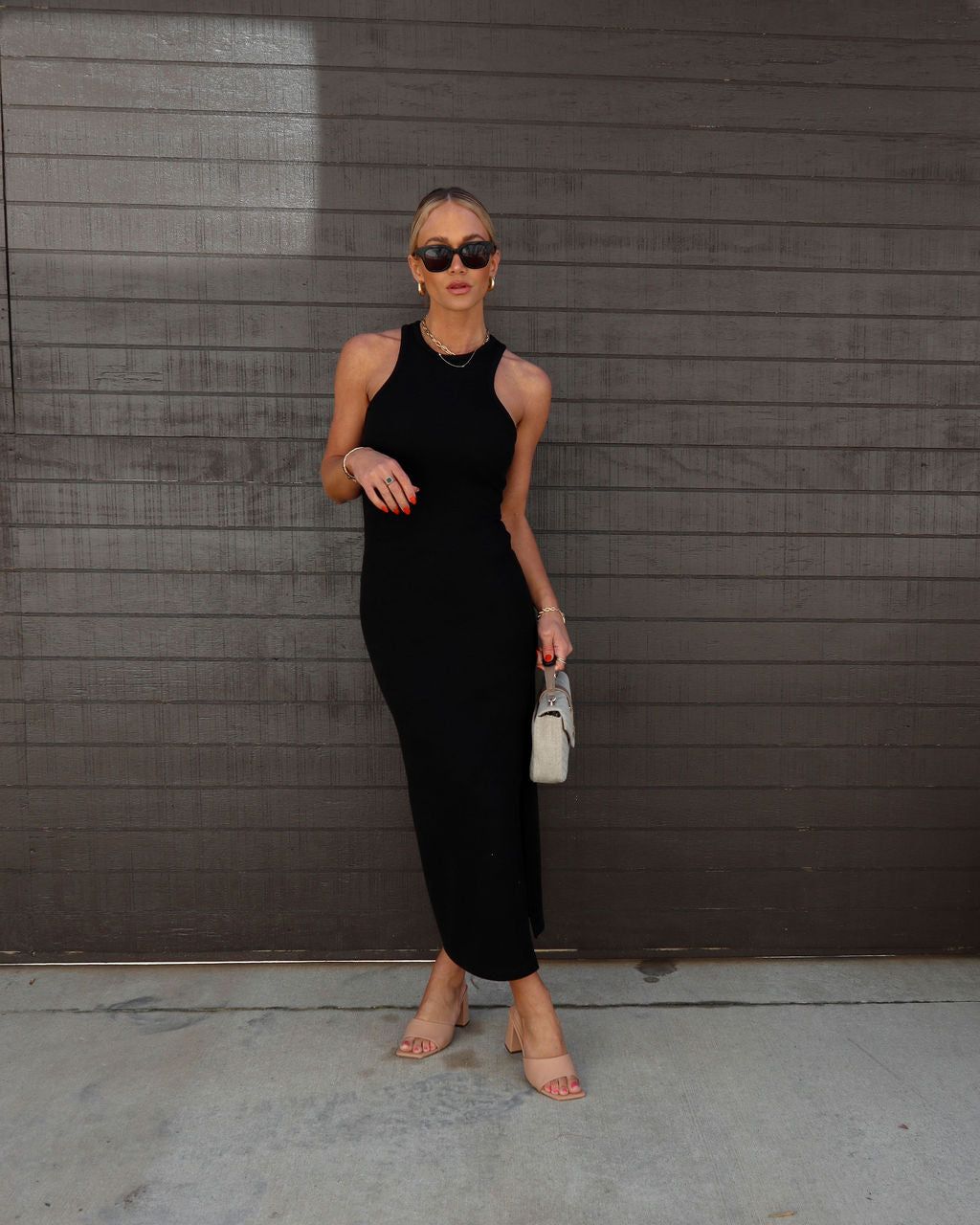 Symphony Ribbed Knit Midi Dress - Black - SALE sold by Vici