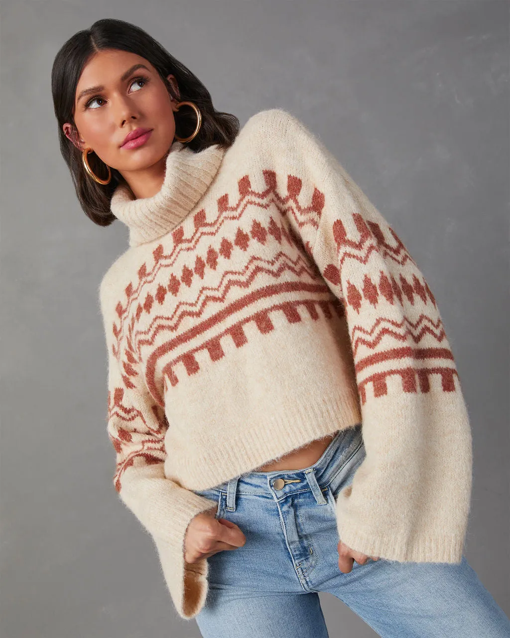 Fall Harvest Printed Turtleneck Sweater sold by Vici product image thumbnail 2