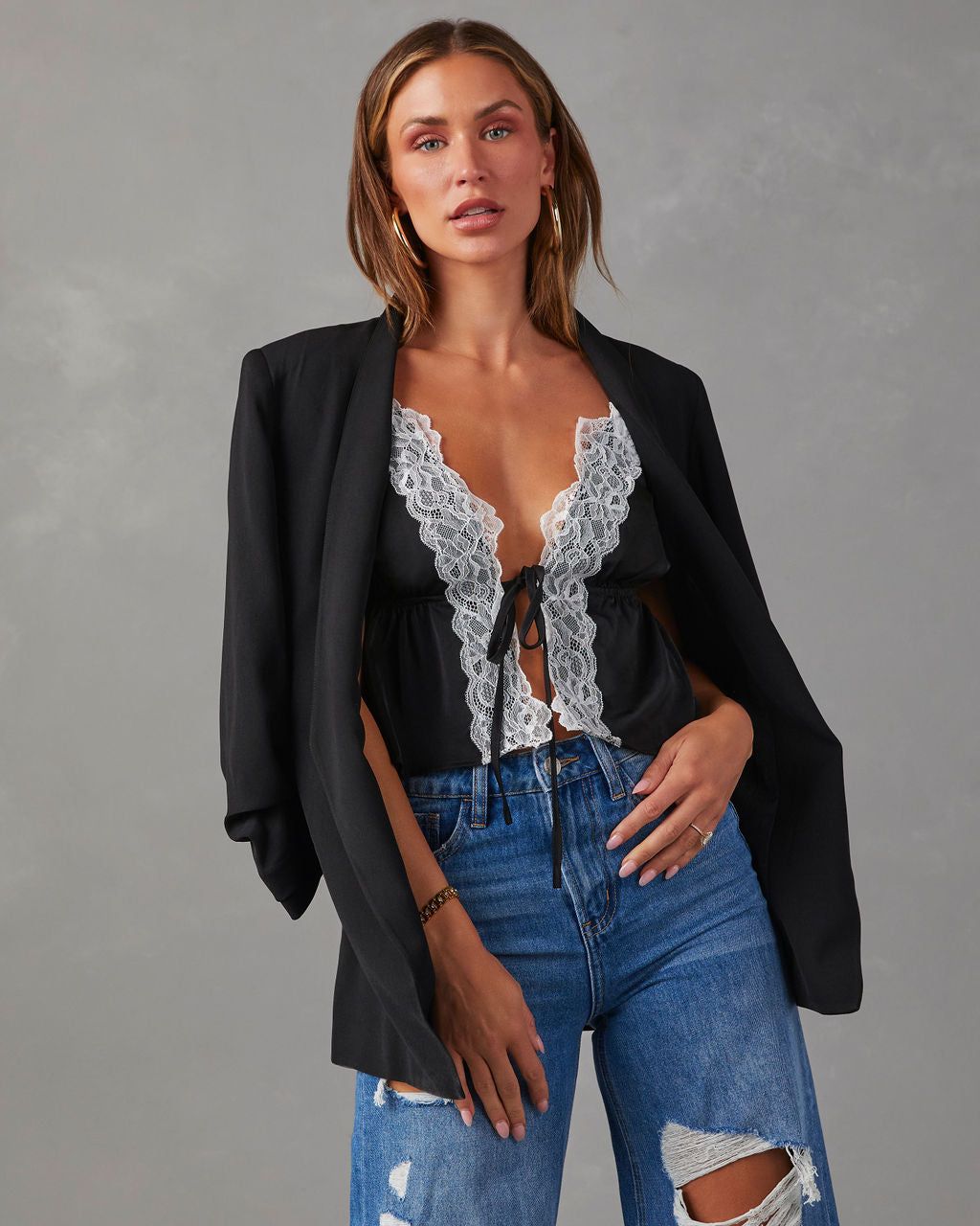 Liddell Satin Sleeveless Tie Front Top sold by Vici product image thumbnail 5