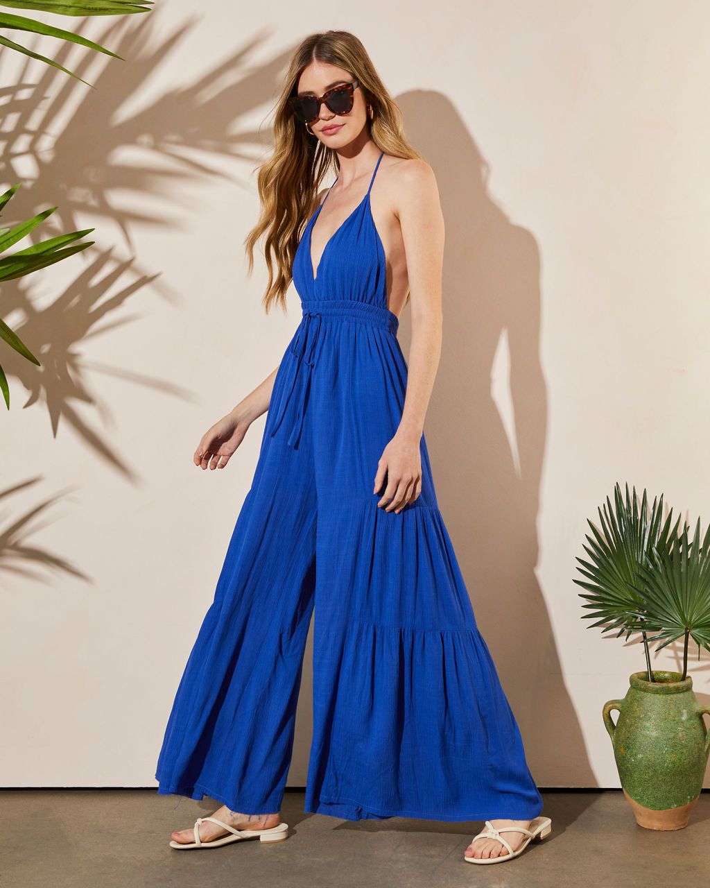 Carissa Halter Wide Leg Jumpsuit - Blue - FINAL SALE sold by Vici product image thumbnail 4