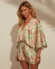 Jobelle Kimono Sleeve Printed Satin Romper sold by Vici