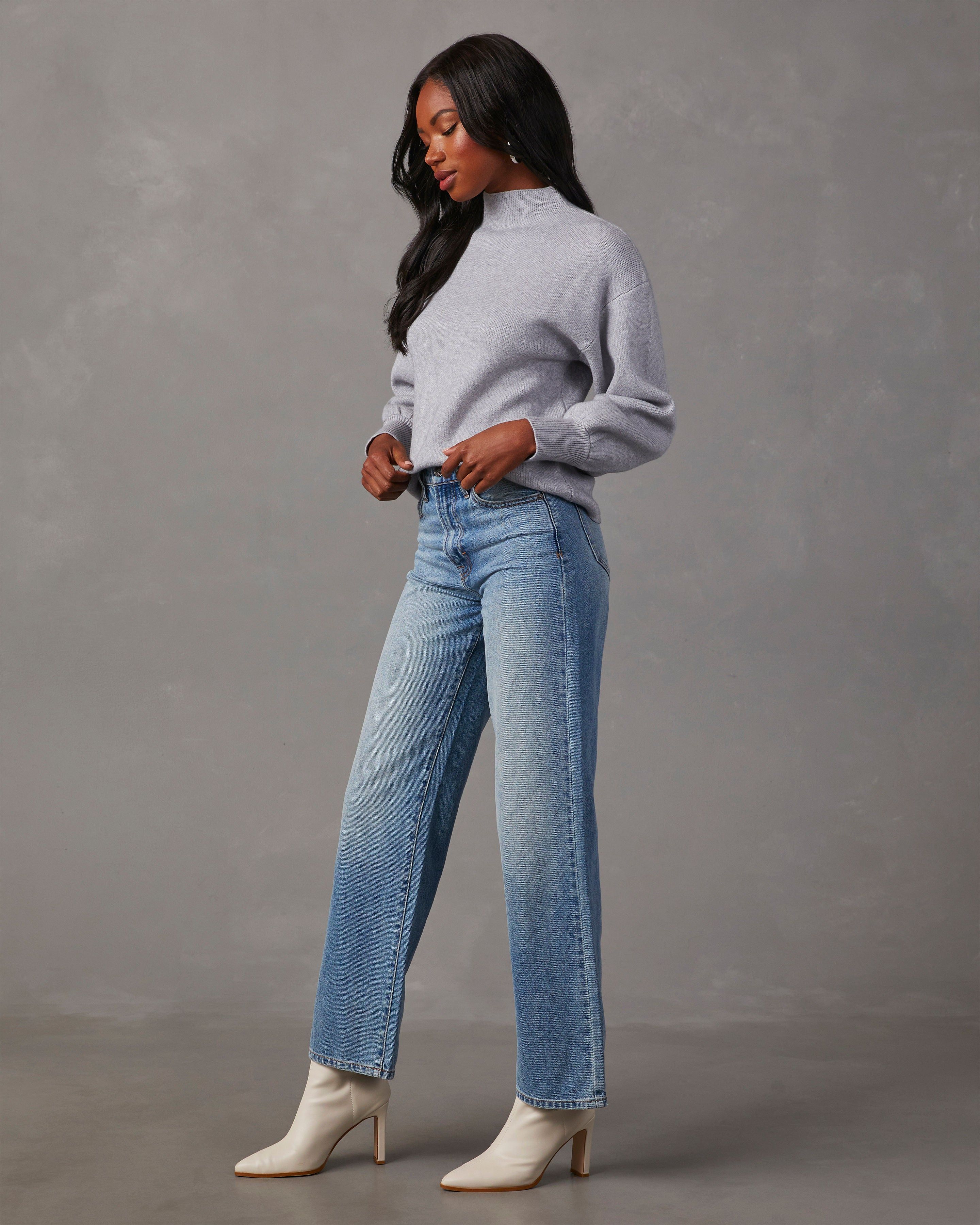 Amsterdam Mock Neck Sweater - Heather Grey sold by Vici product image thumbnail 3