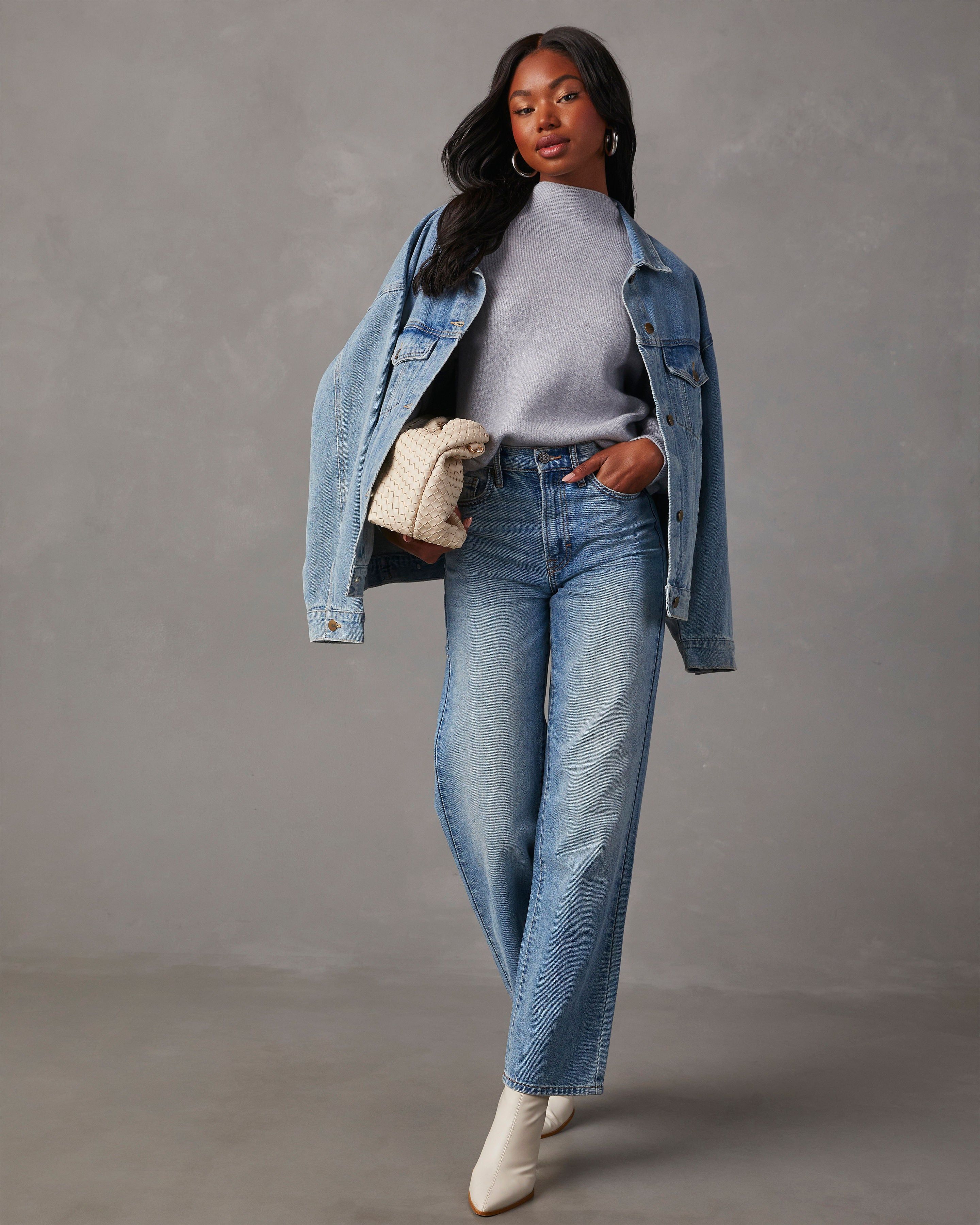 Amsterdam Mock Neck Sweater - Heather Grey sold by Vici product image thumbnail 2