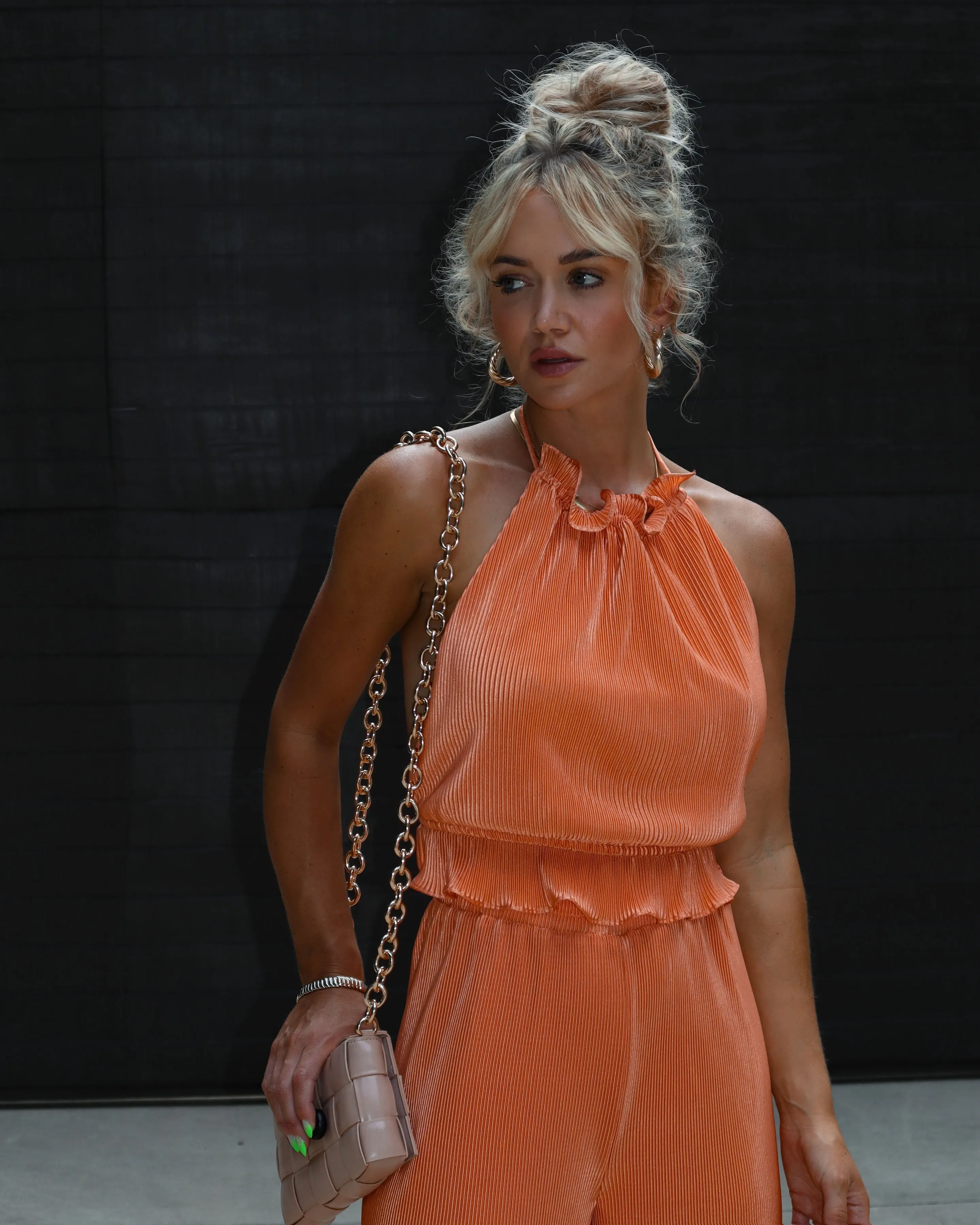 Little Havana Plisse Ruffle Hem Halter Top sold by Vici product image thumbnail 3