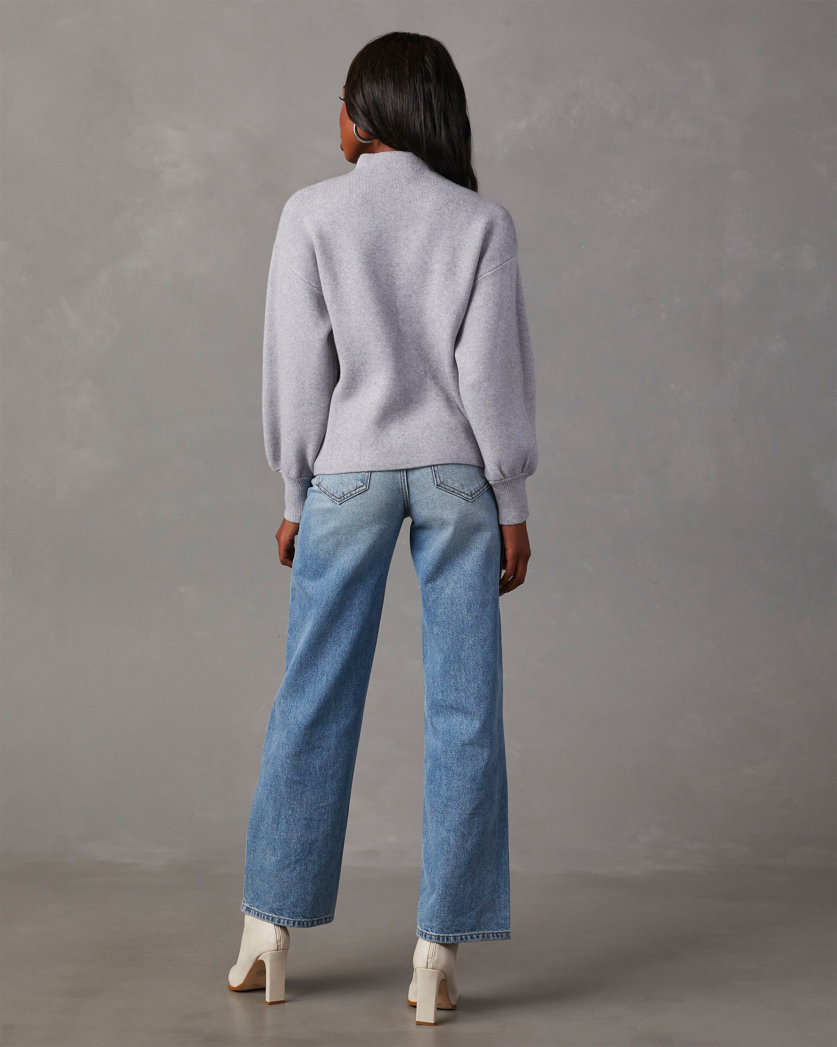 Amsterdam Mock Neck Sweater - Heather Grey sold by Vici product image thumbnail 4