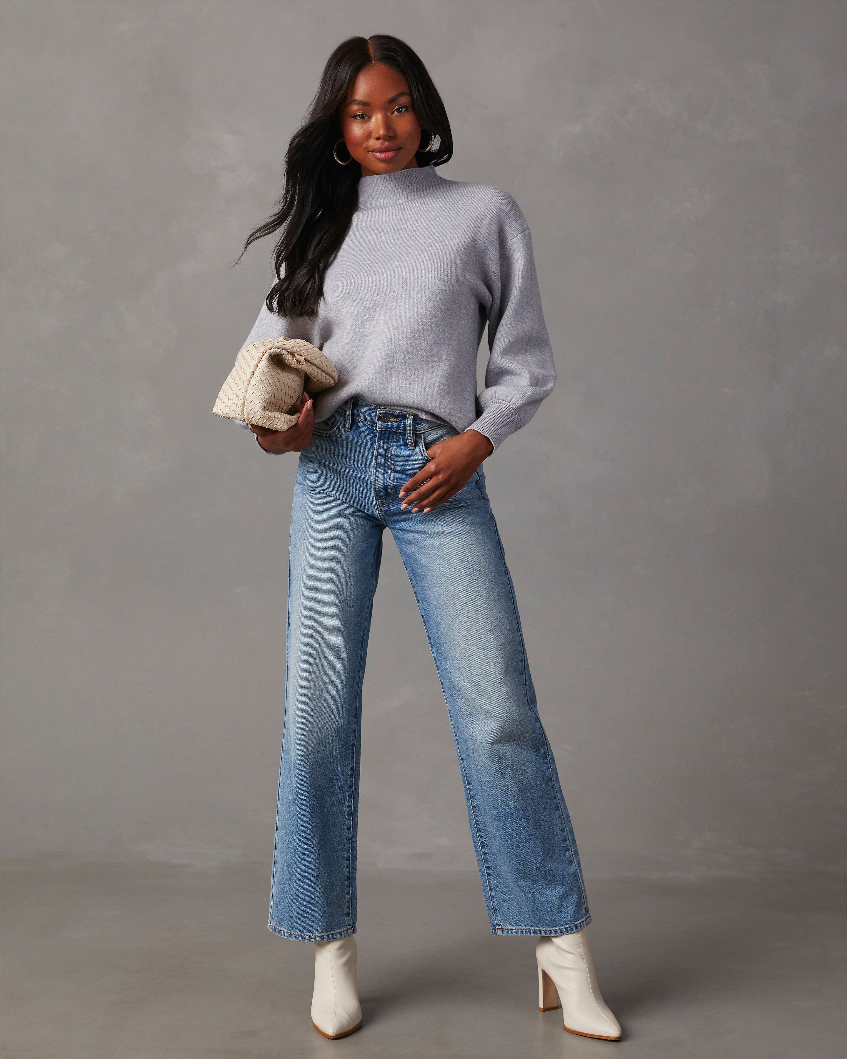 Amsterdam Mock Neck Sweater - Heather Grey sold by Vici product image thumbnail 6