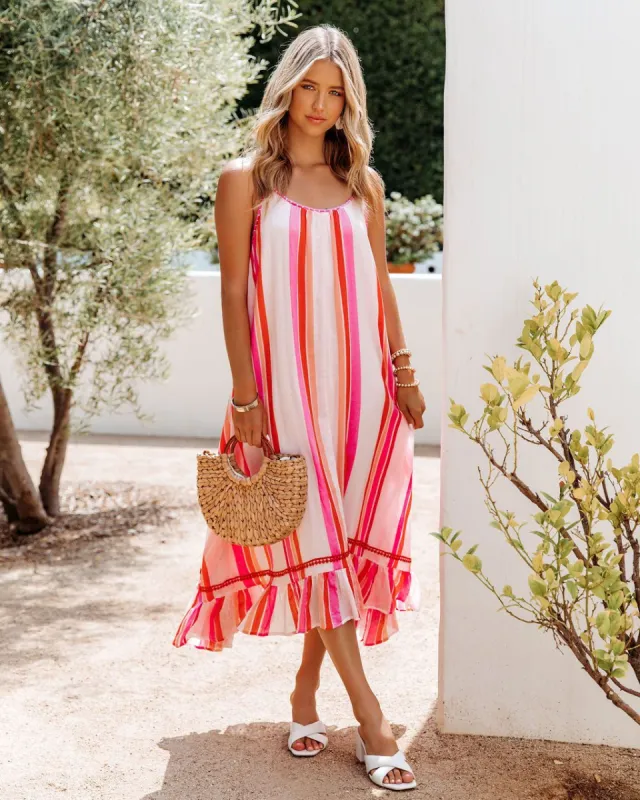 Turntable Cotton Striped Midi Dress - FINAL SALE sold by Vici