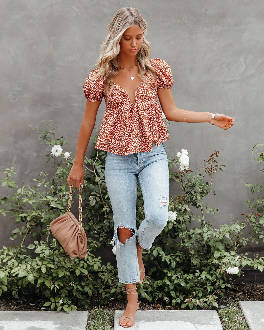 Greaves Floral Puff Sleeve Babydoll Blouse - FINAL SALE sold by Vici product image thumbnail 5