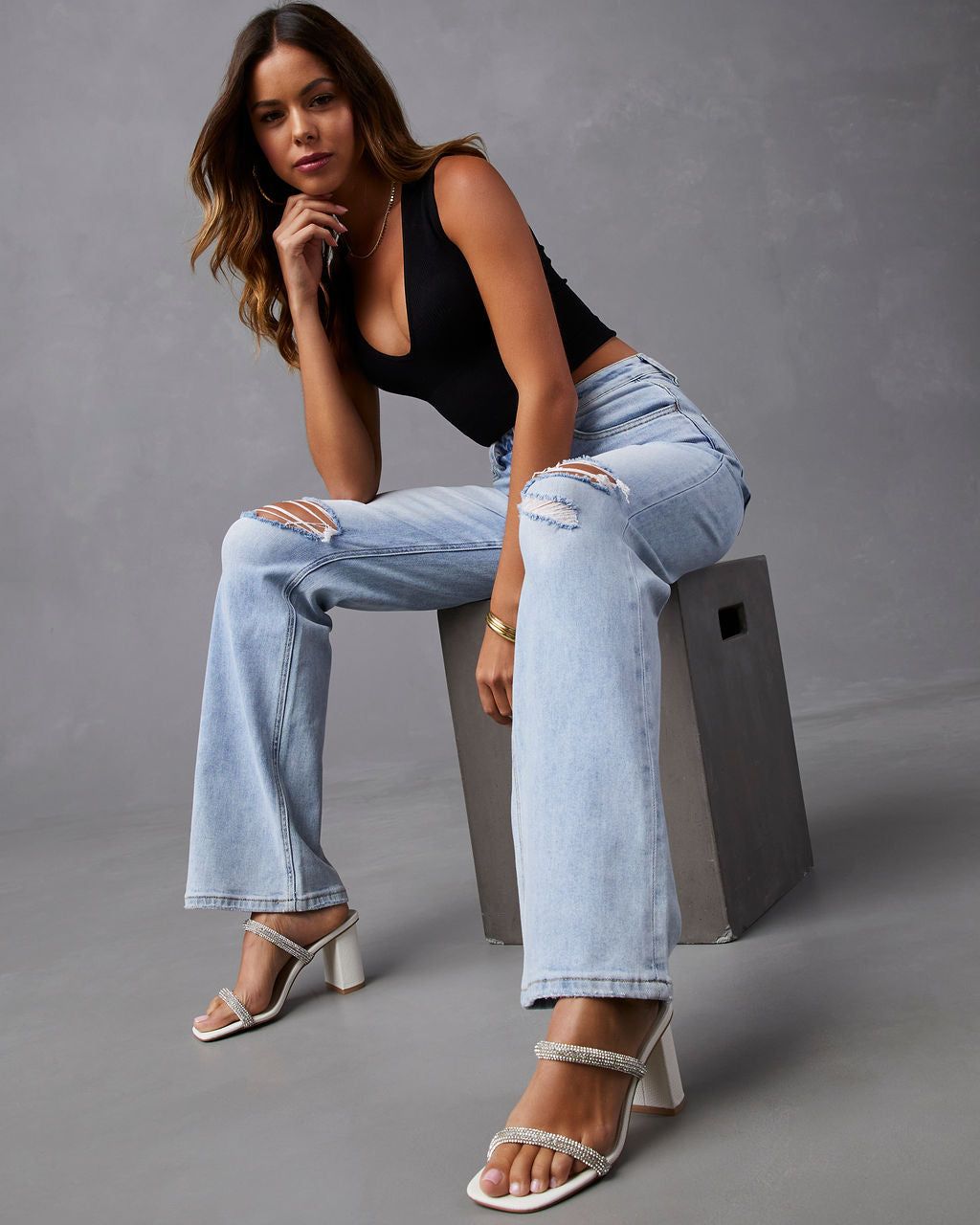 Elle Crystal Embellished Strappy Heels sold by Vici product image thumbnail 5