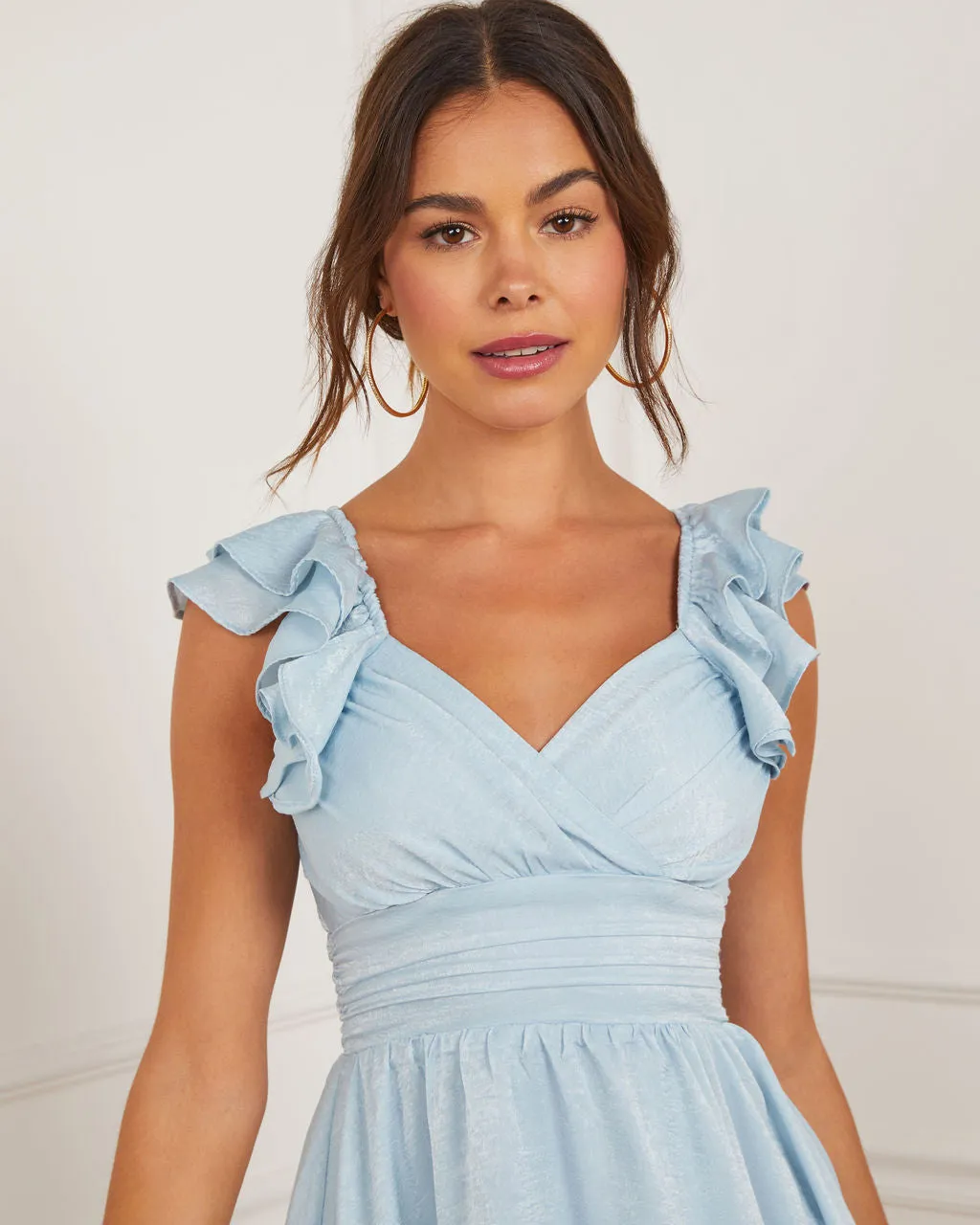 Sierra V-Neck Ruffle Sleeve Mini Dress sold by Vici product image thumbnail 3