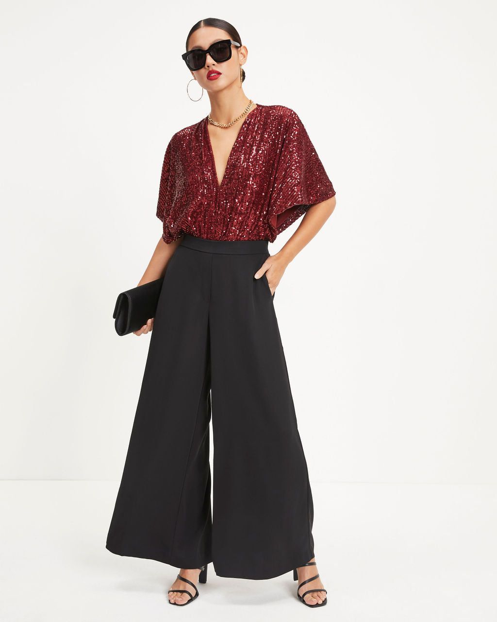 Spread The Cheer Wide Leg Pants - Black - FINAL SALE sold by Vici product image thumbnail 3