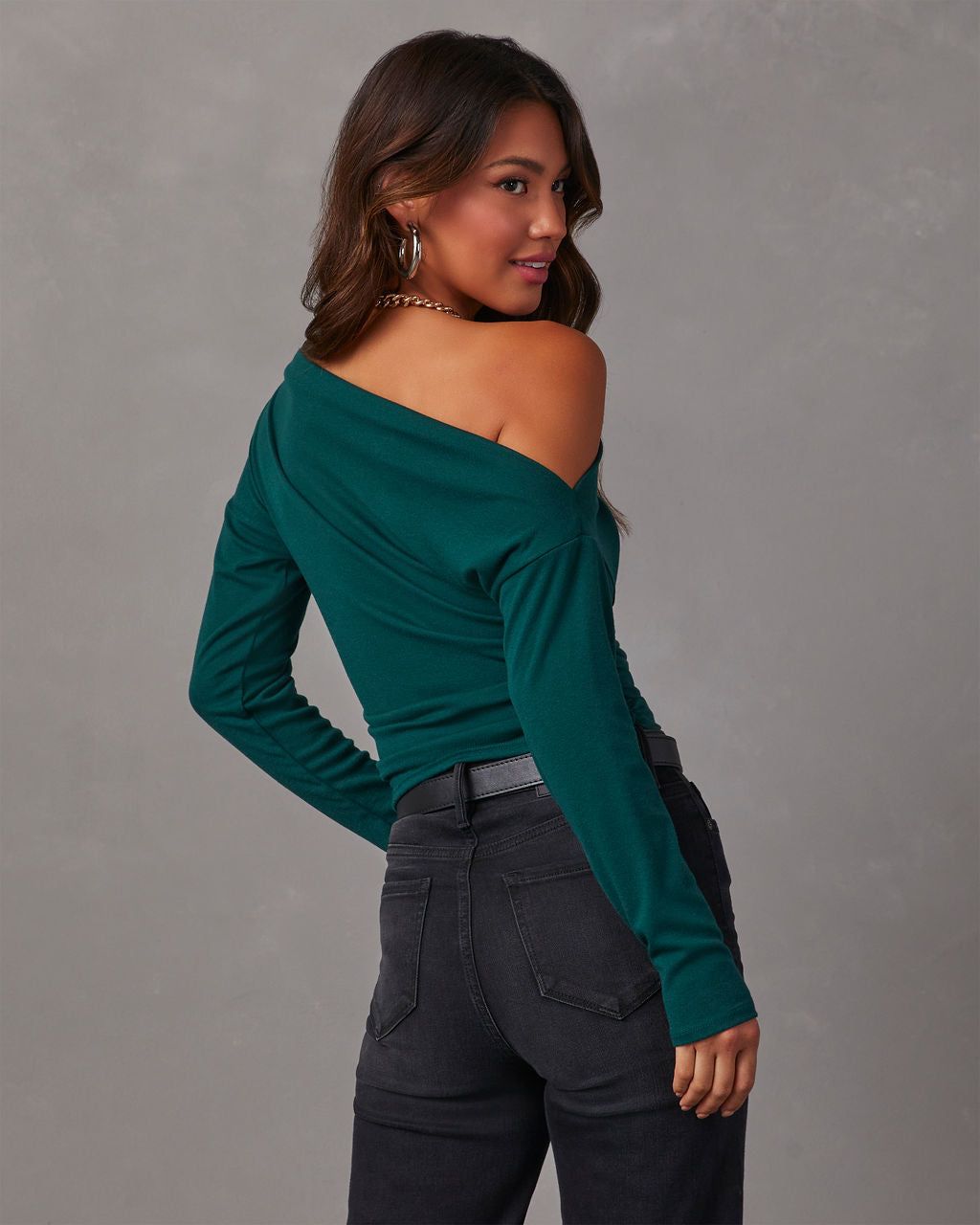 Karina Asymmetrical Crop Top - Hunter Green sold by Vici product image thumbnail 4
