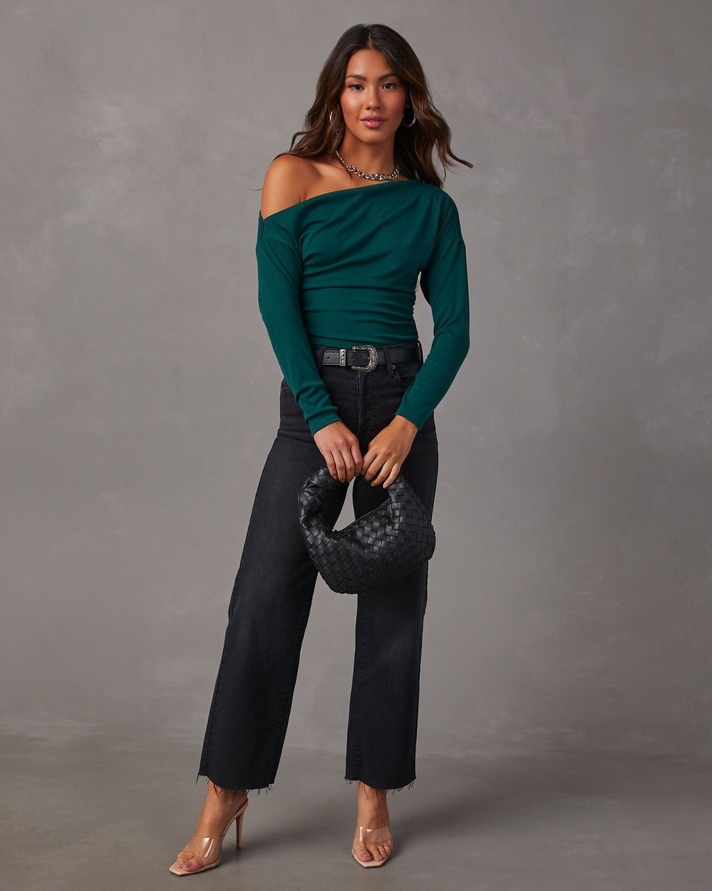 Karina Asymmetrical Crop Top - Hunter Green sold by Vici product image thumbnail 6