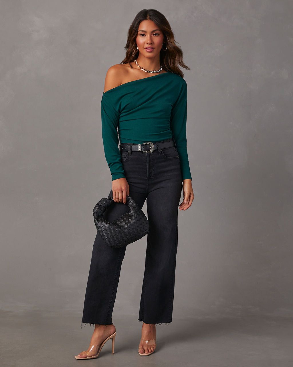 Karina Asymmetrical Crop Top - Hunter Green sold by Vici product image thumbnail 2