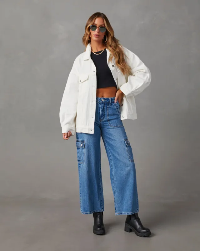 Blanco Oversized Denim Jacket sold by Vici