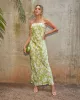 Katniss Strapless Open Back Satin Maxi Dress sold by Vici