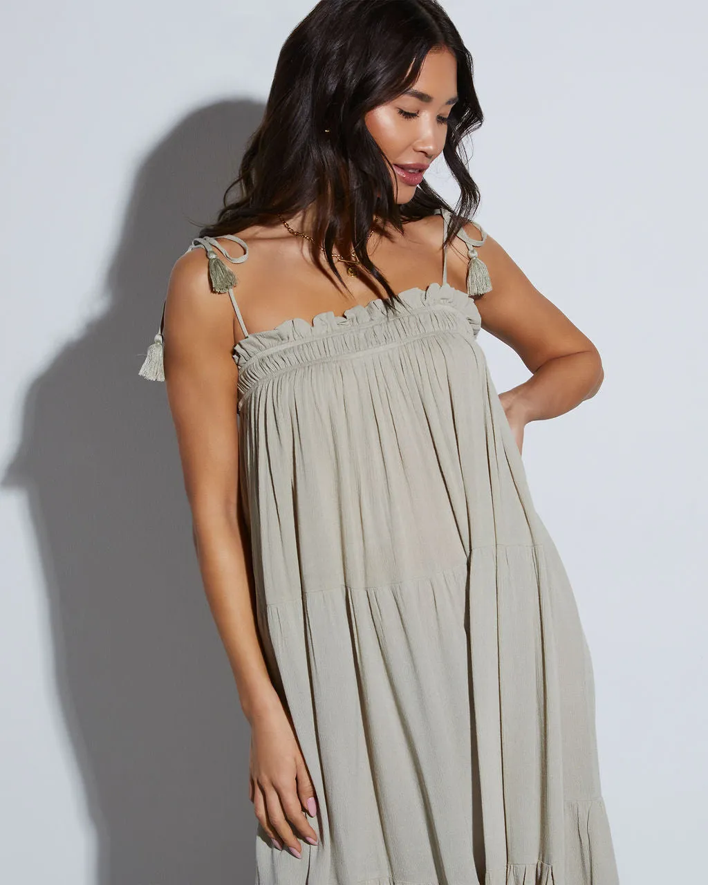 Ivanna Tiered Tassel Midi Dress sold by Vici product image thumbnail 5