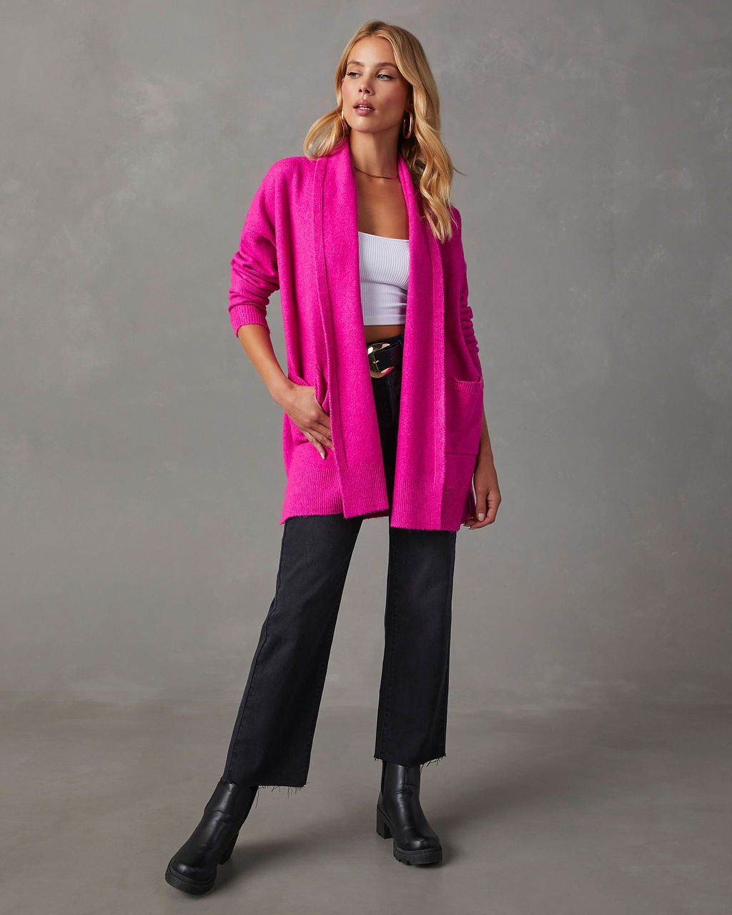 Darleen Oversized Cardigan - Hot Pink - SALE sold by Vici