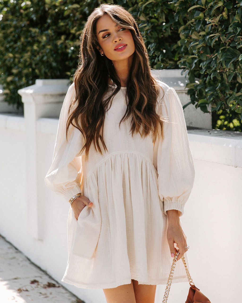 Alaiya Cotton Pocketed Babydoll Dress - Ivory - FINAL SALE sold by Vici product image thumbnail 8