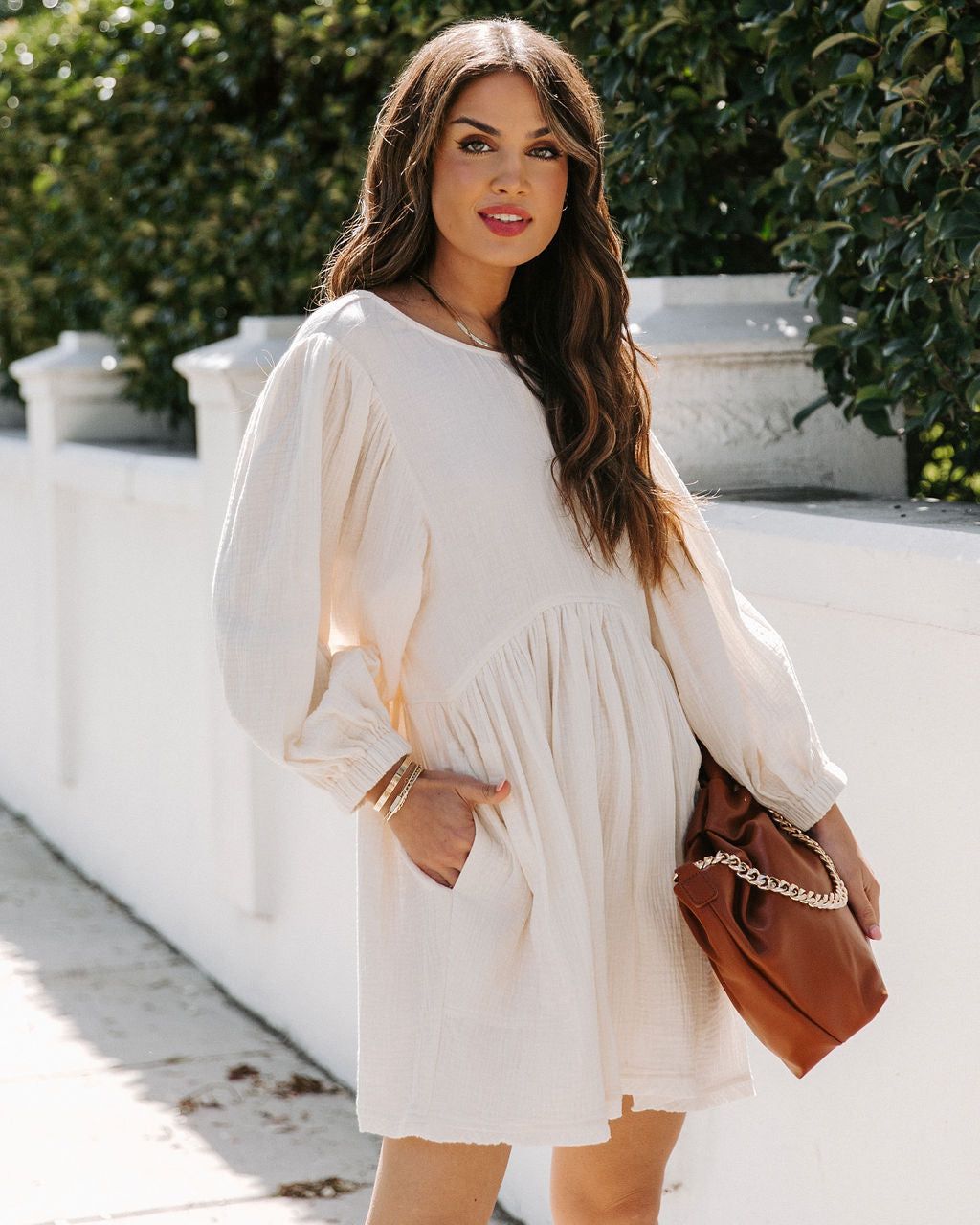 Alaiya Cotton Pocketed Babydoll Dress - Ivory - FINAL SALE sold by Vici product image thumbnail 7