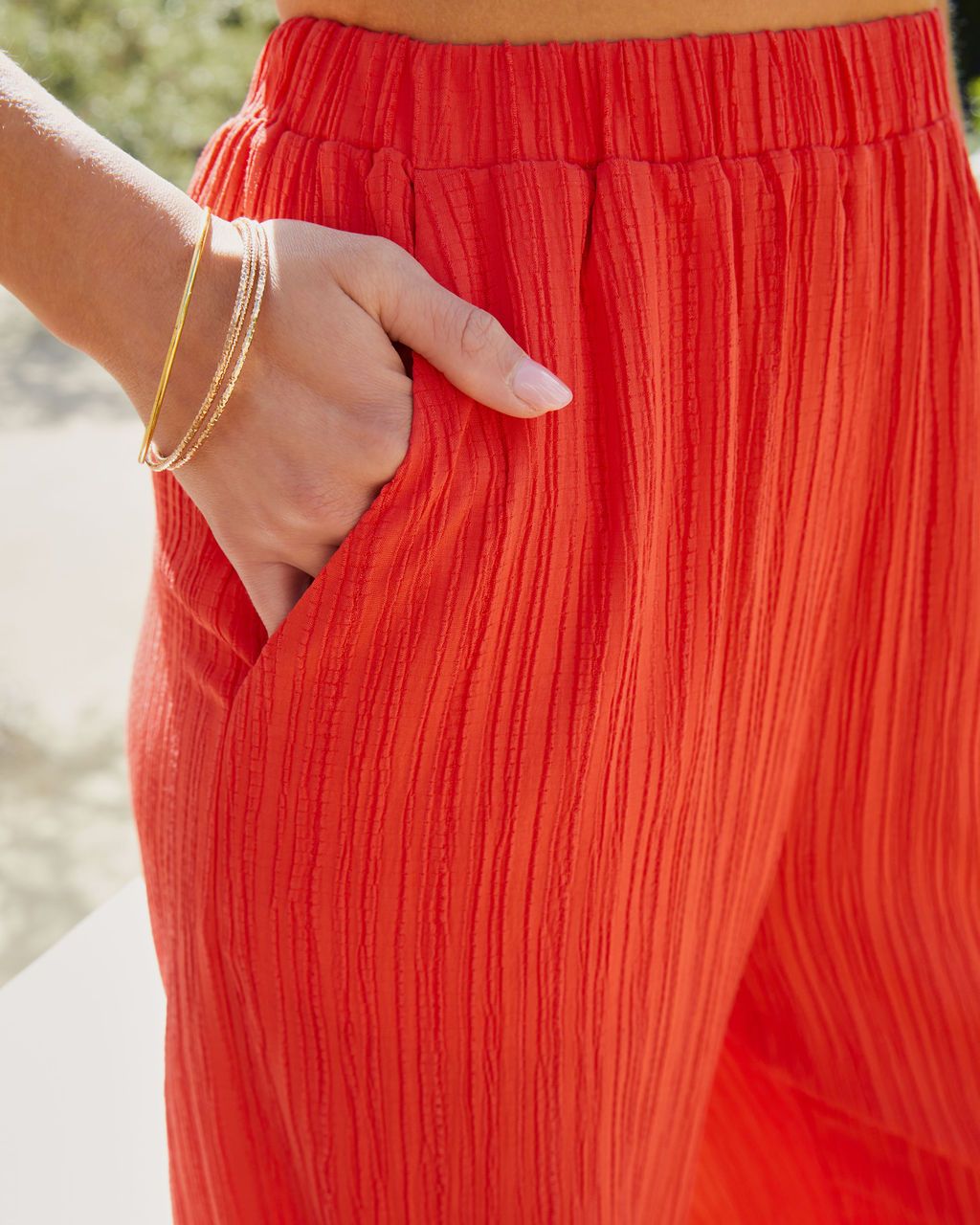 Biviana Textured Pocketed Wide Leg Pants - Poppy - FINAL SALE sold by Vici product image thumbnail 2