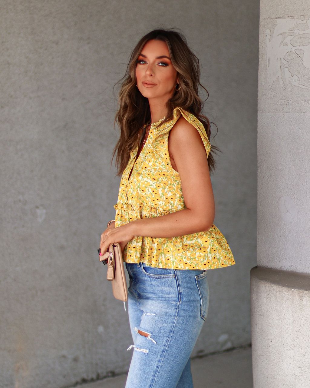 Floral Dreams Cotton Flutter Sleeve Top sold by Vici product image thumbnail 4