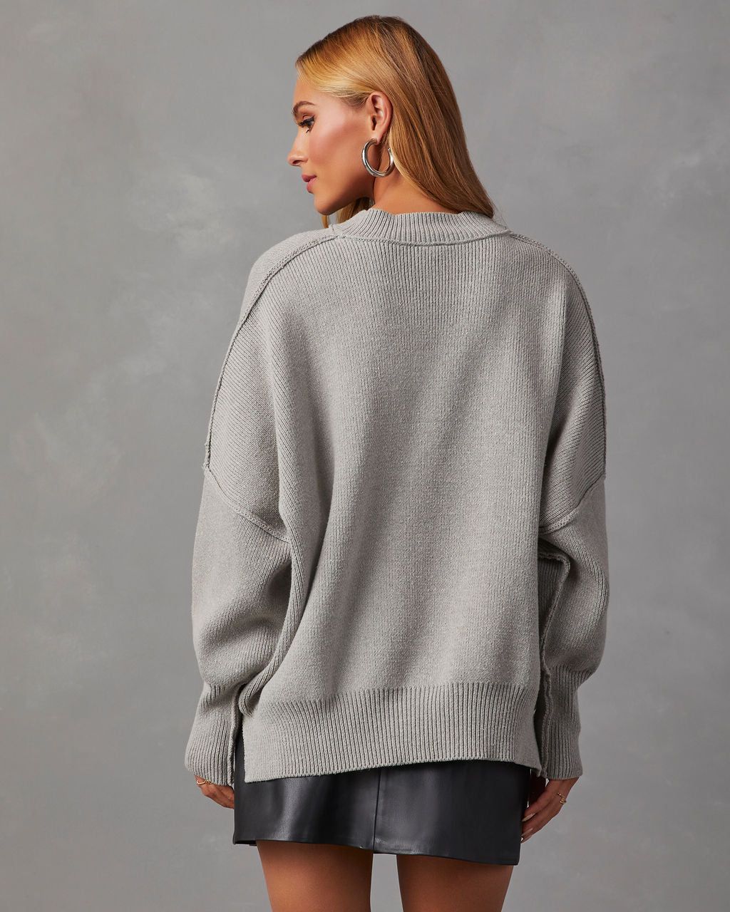 Elouise Knit Oversized Pullover Sweater - Heather Grey sold by Vici product image thumbnail 5