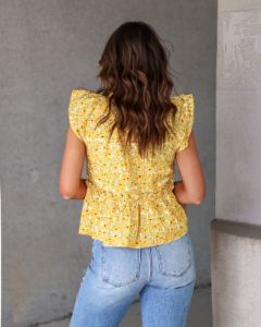 Floral Dreams Cotton Flutter Sleeve Top sold by Vici