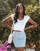 Haddie Denim Mini Skirt sold by Vici