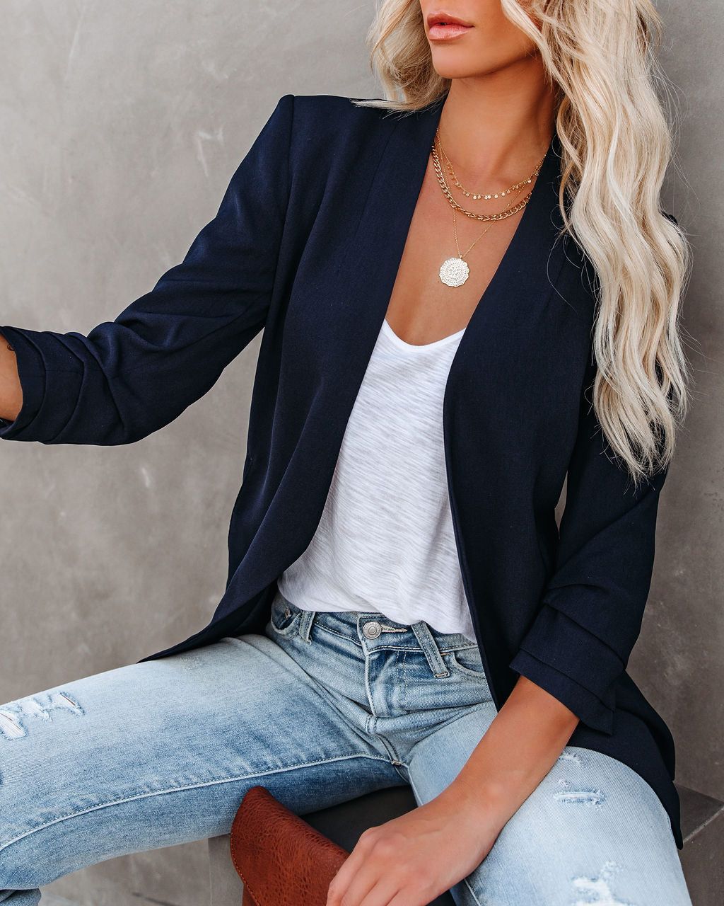 Uptown Girl Pocketed Blazer - Navy - FINAL SALE sold by Vici product image thumbnail 3