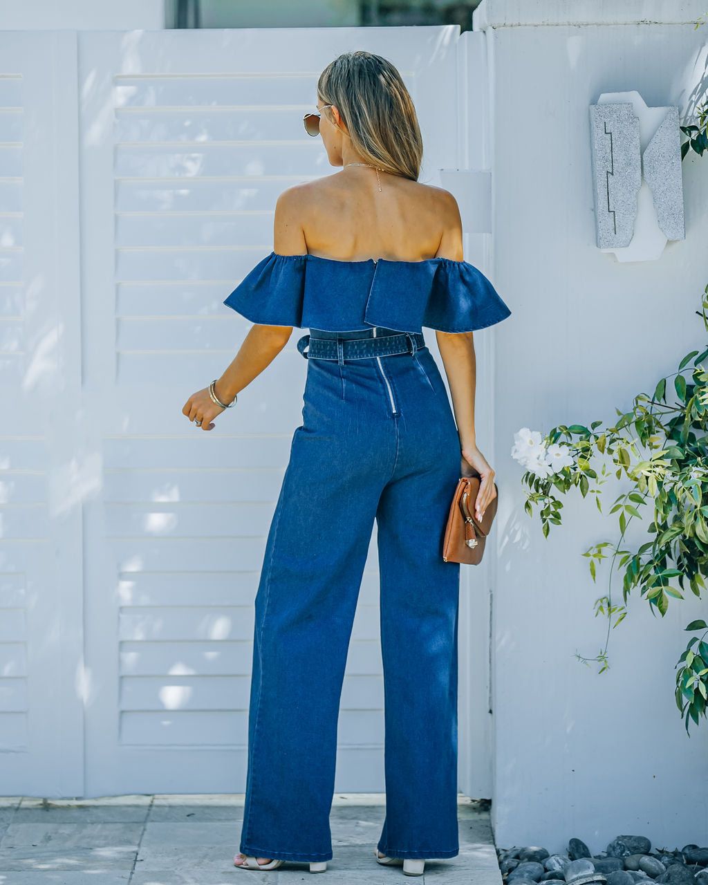 Wilinda Off The Shoulder Denim Jumpsuit sold by Vici product image thumbnail 2