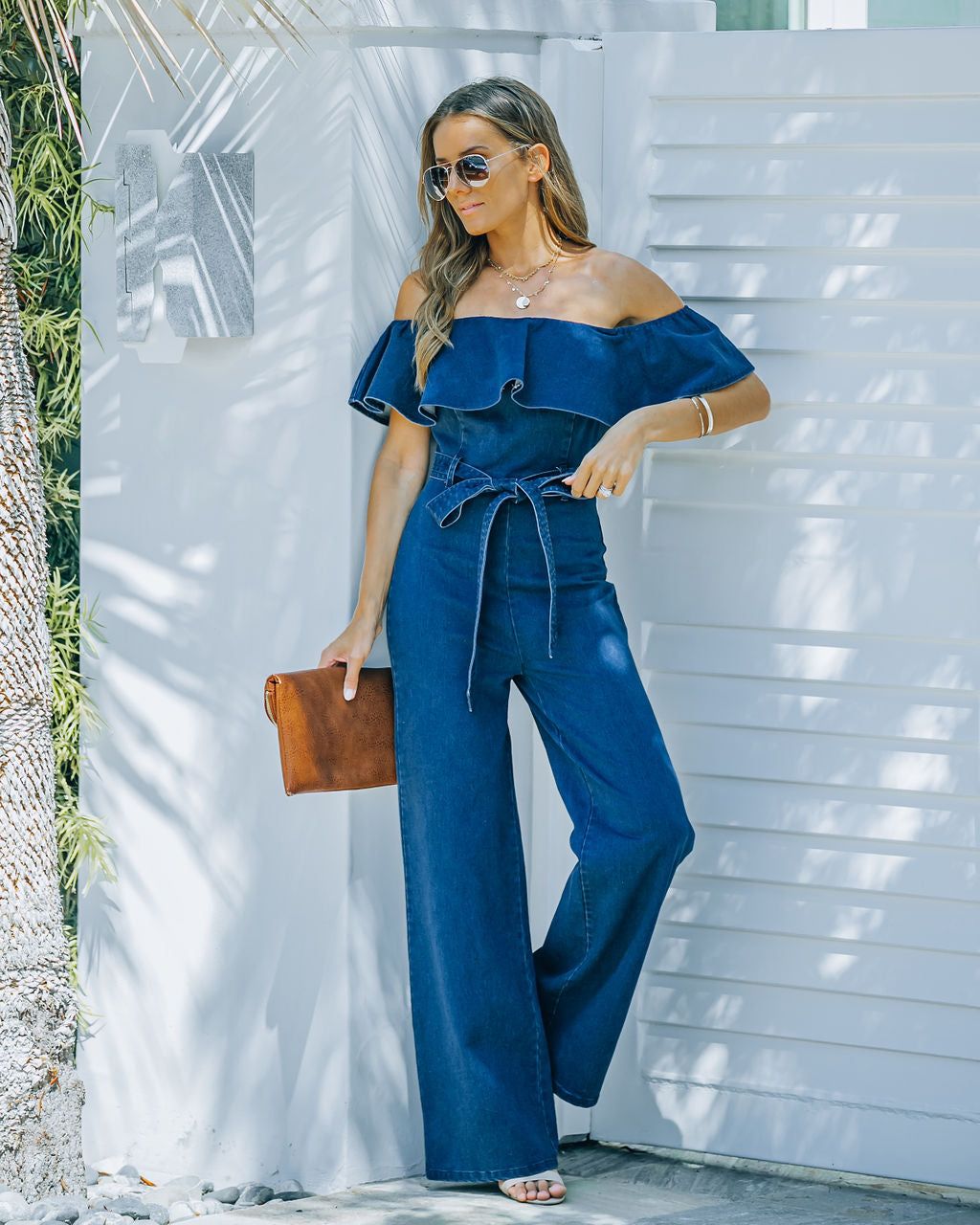 Wilinda Off The Shoulder Denim Jumpsuit sold by Vici product image thumbnail 3