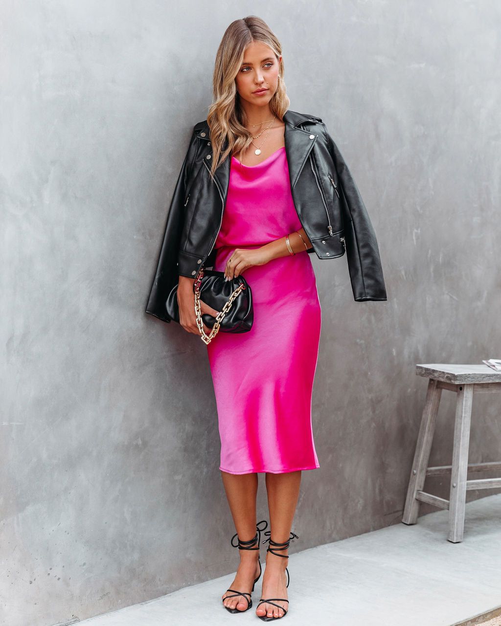 Hot In Pink Satin Midi Skirt - FINAL SALE sold by Vici