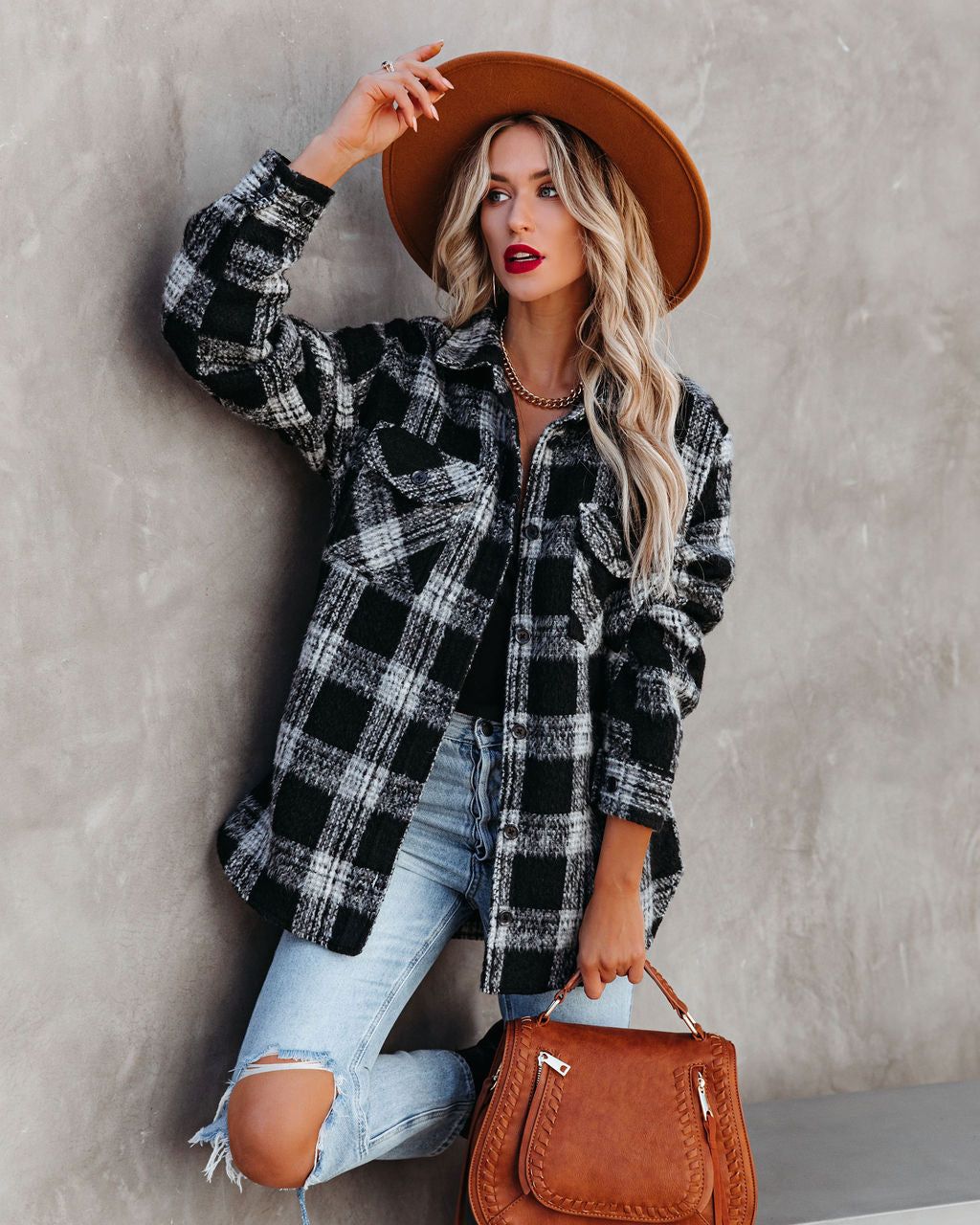 Zinny Pocketed Plaid Coat - FINAL SALE sold by Vici
