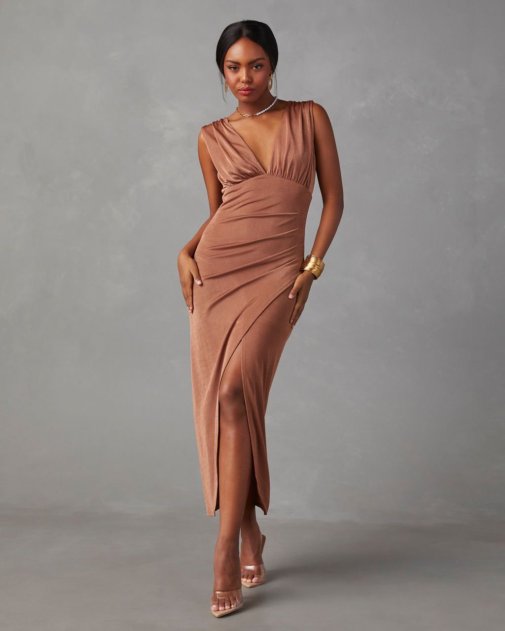 Juneau Maxi Dress - Dark Taupe - FINAL SALE sold by Vici product image thumbnail 3