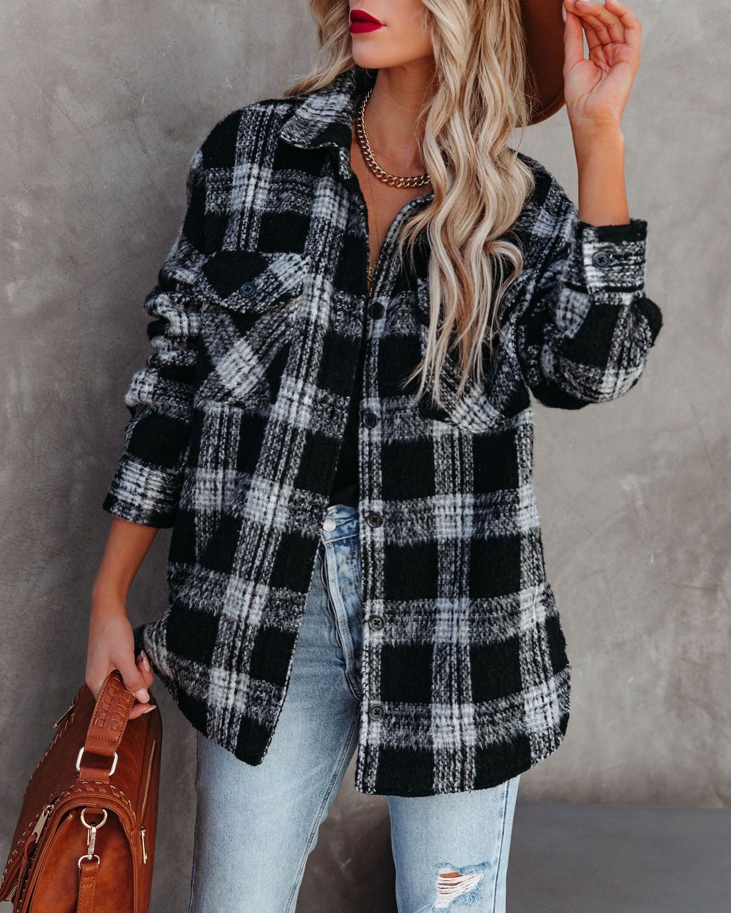 Zinny Pocketed Plaid Coat - FINAL SALE sold by Vici product image thumbnail 6