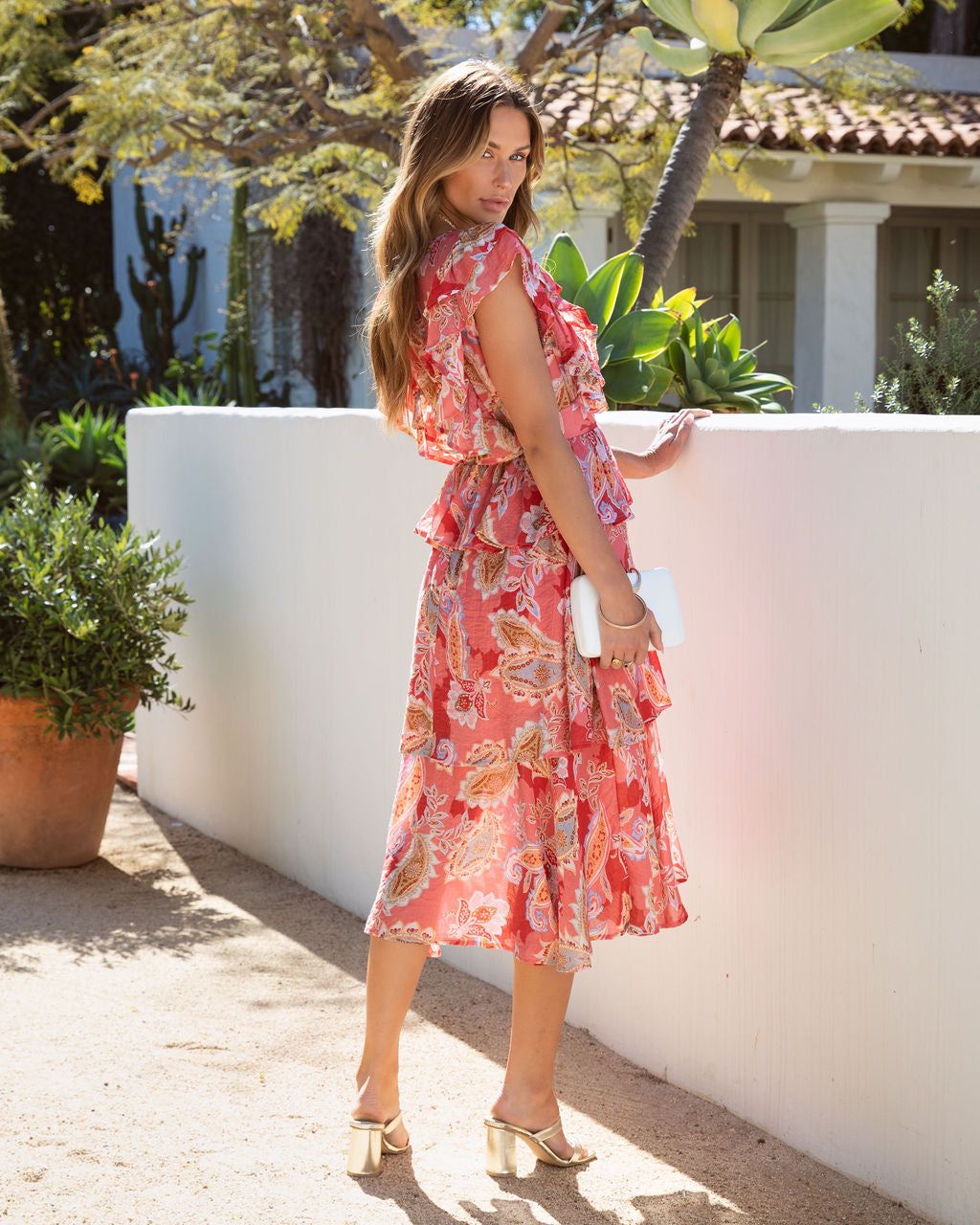 Always Falling Floral Paisley Tiered Midi Dress - FINAL SALE sold by Vici product image thumbnail 4