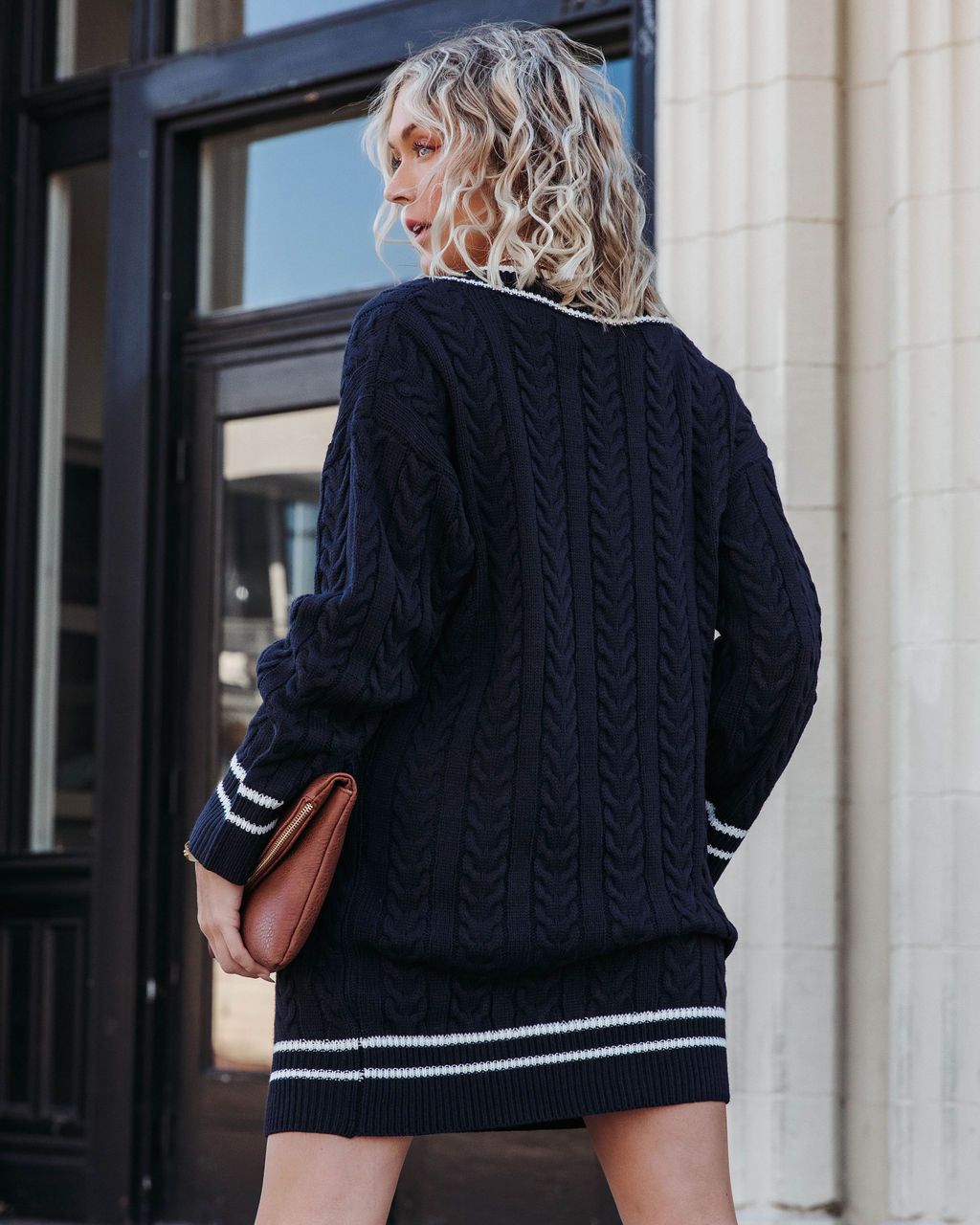 Best Of Me Cable Knit Sweater Dress - Navy sold by Vici product image thumbnail 4