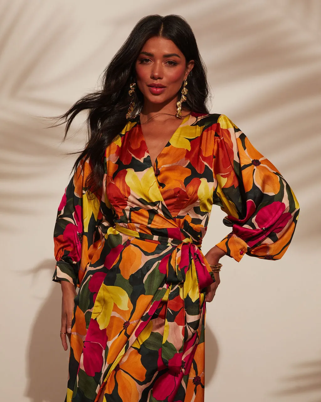 EuroSun Floral Print Wrap Midi Dress sold by Vici product image thumbnail 2