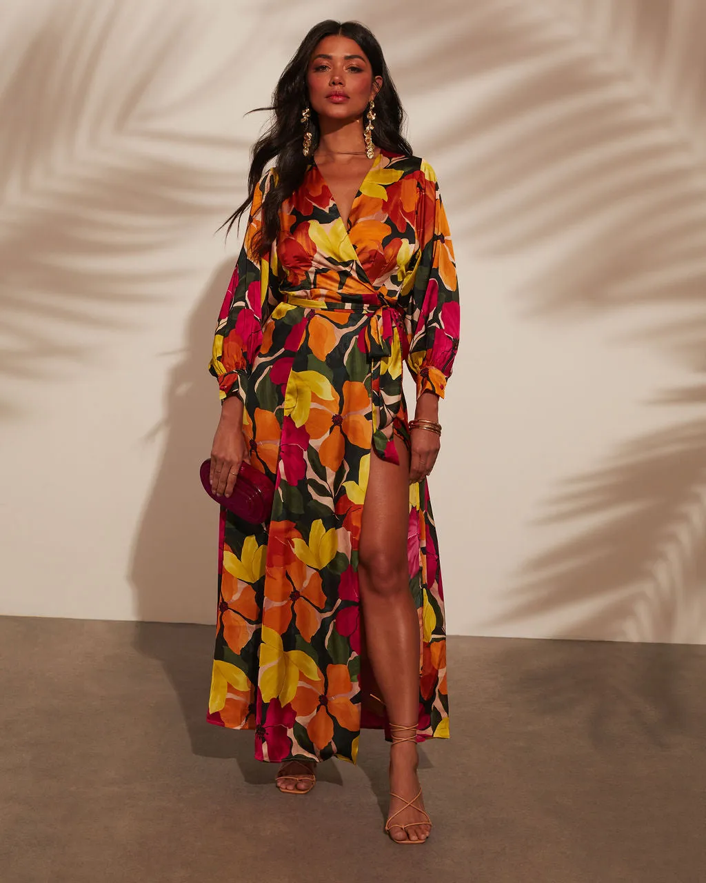 EuroSun Floral Print Wrap Midi Dress sold by Vici