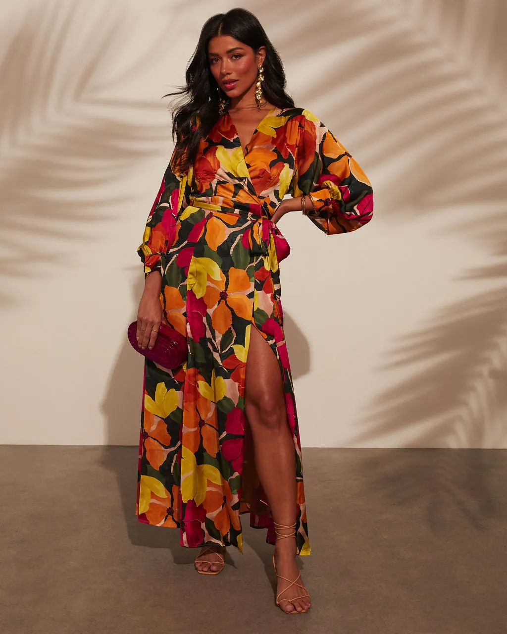 EuroSun Floral Print Wrap Midi Dress sold by Vici product image thumbnail 5