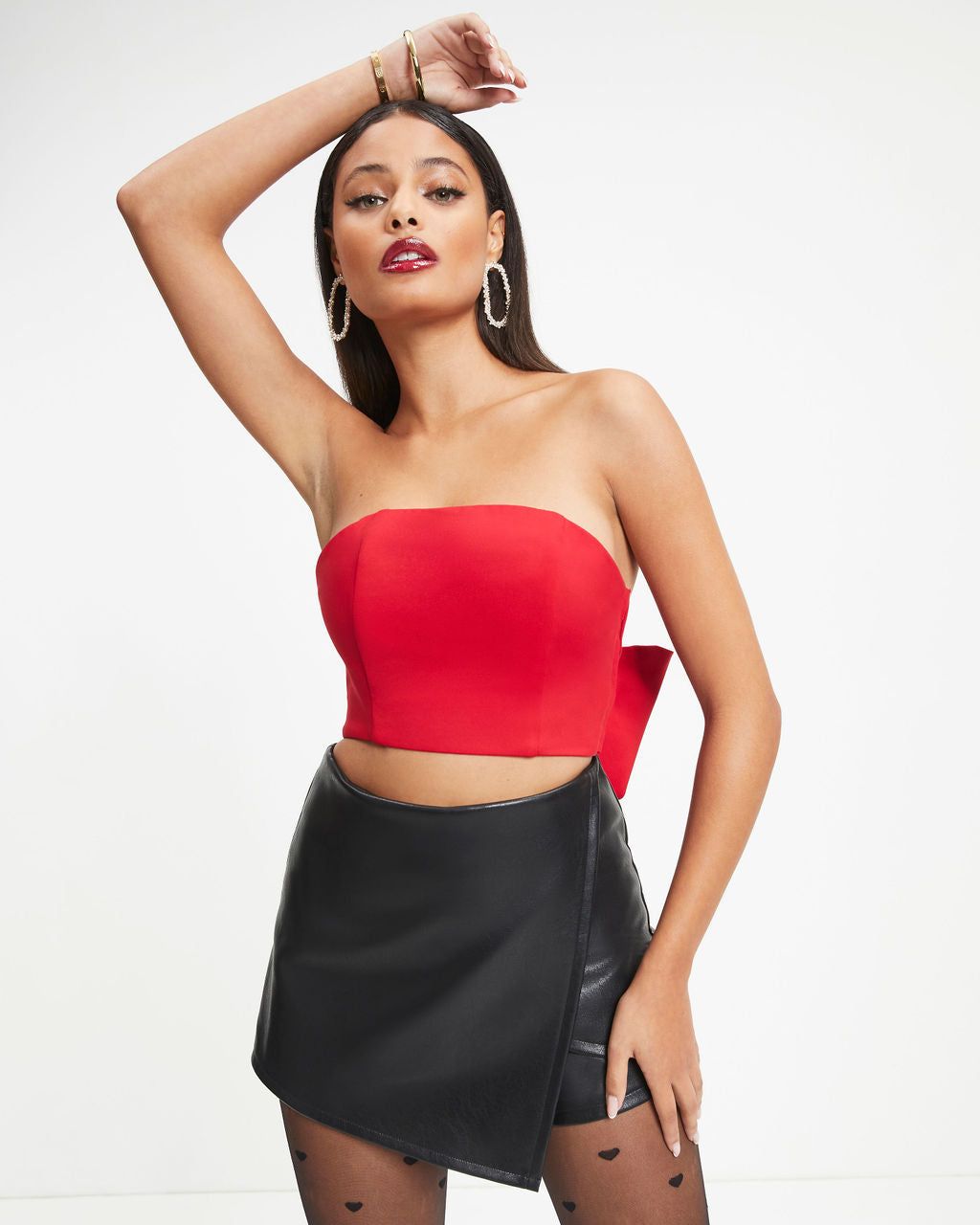 Put A Bow On It Strapless Crop Top sold by Vici