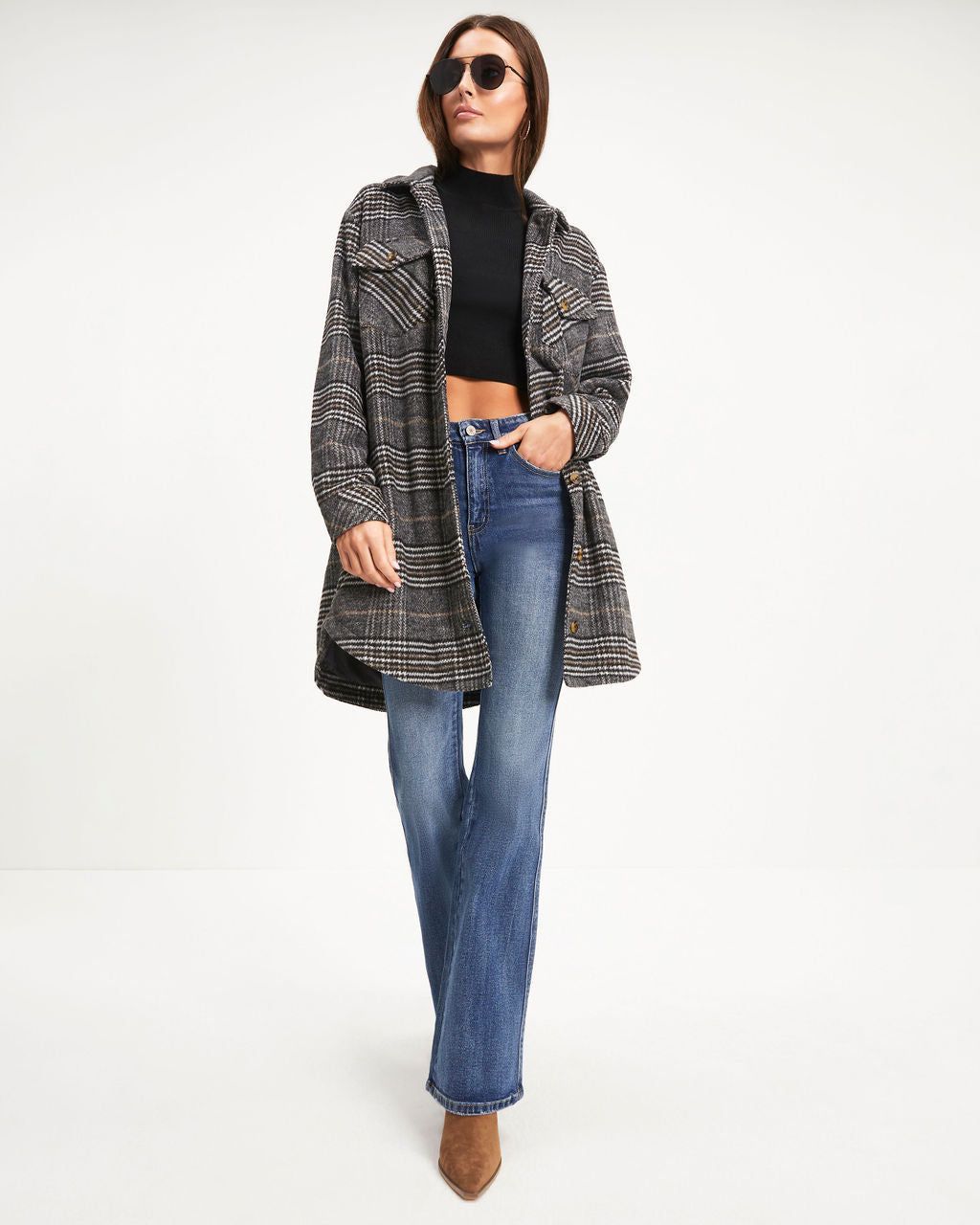 Kassey Plaid Pocketed Coat sold by Vici product image thumbnail 4