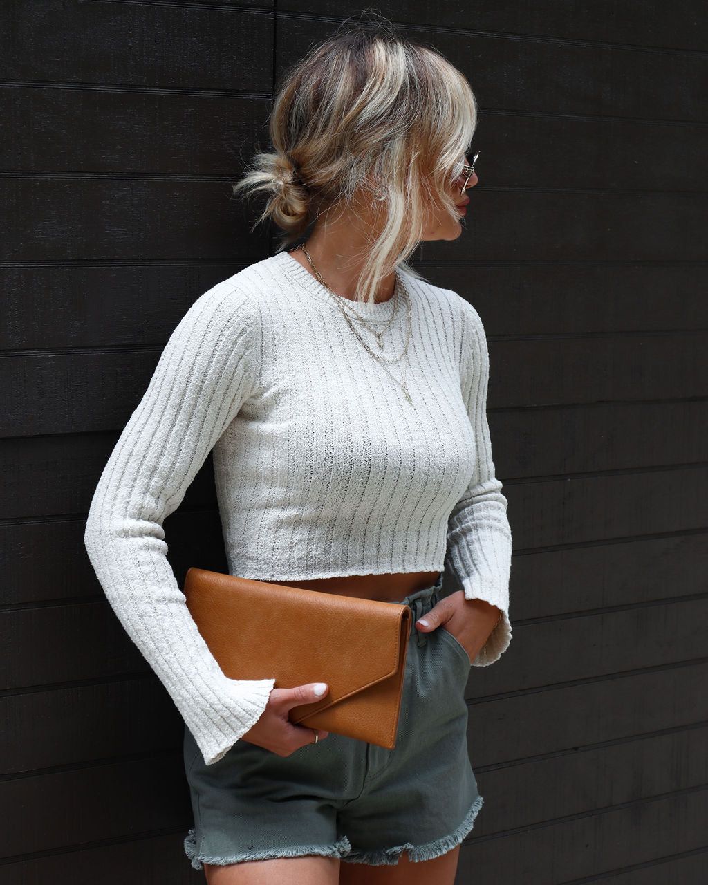 Back Together Ribbed Knit Long Sleeve Top - Beige - SALE sold by Vici product image thumbnail 5