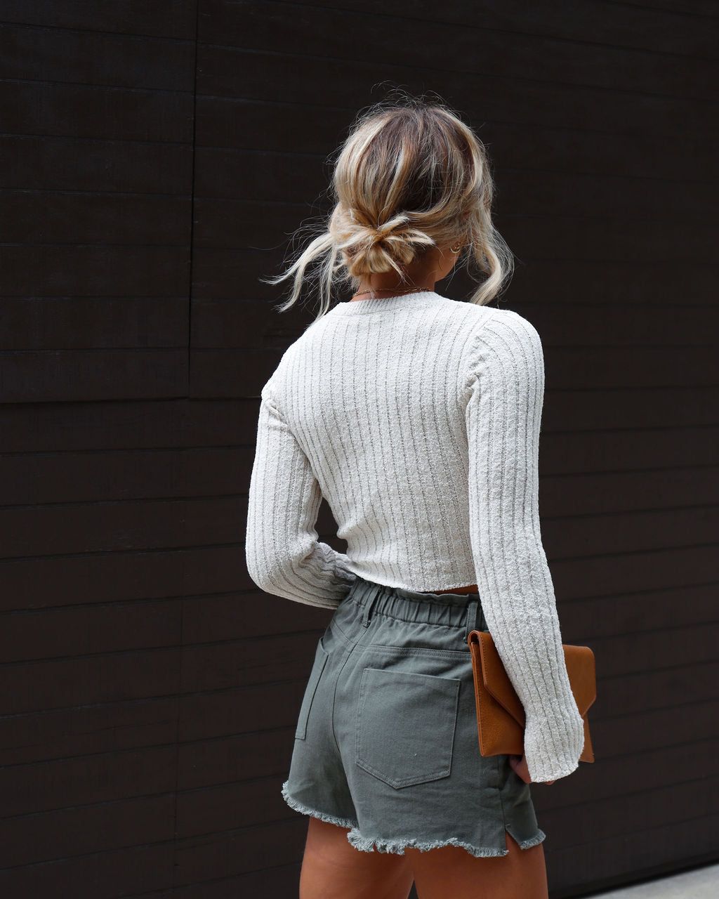 Back Together Ribbed Knit Long Sleeve Top - Beige - SALE sold by Vici product image thumbnail 2