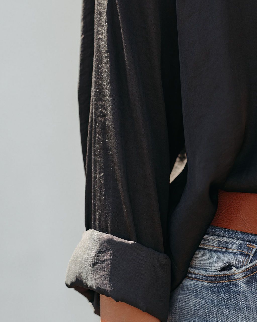 Function Satin Collared Blouse - Black - FINAL SALE sold by Vici product image thumbnail 4